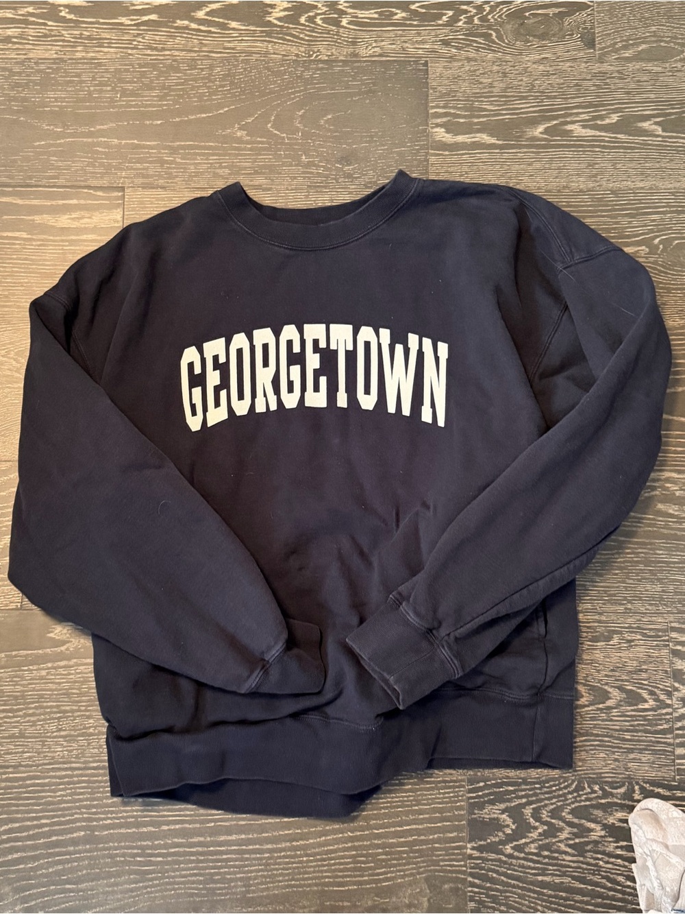 Brandy Melville Navy Crewneck Sweatshirt with White Georgetown Text